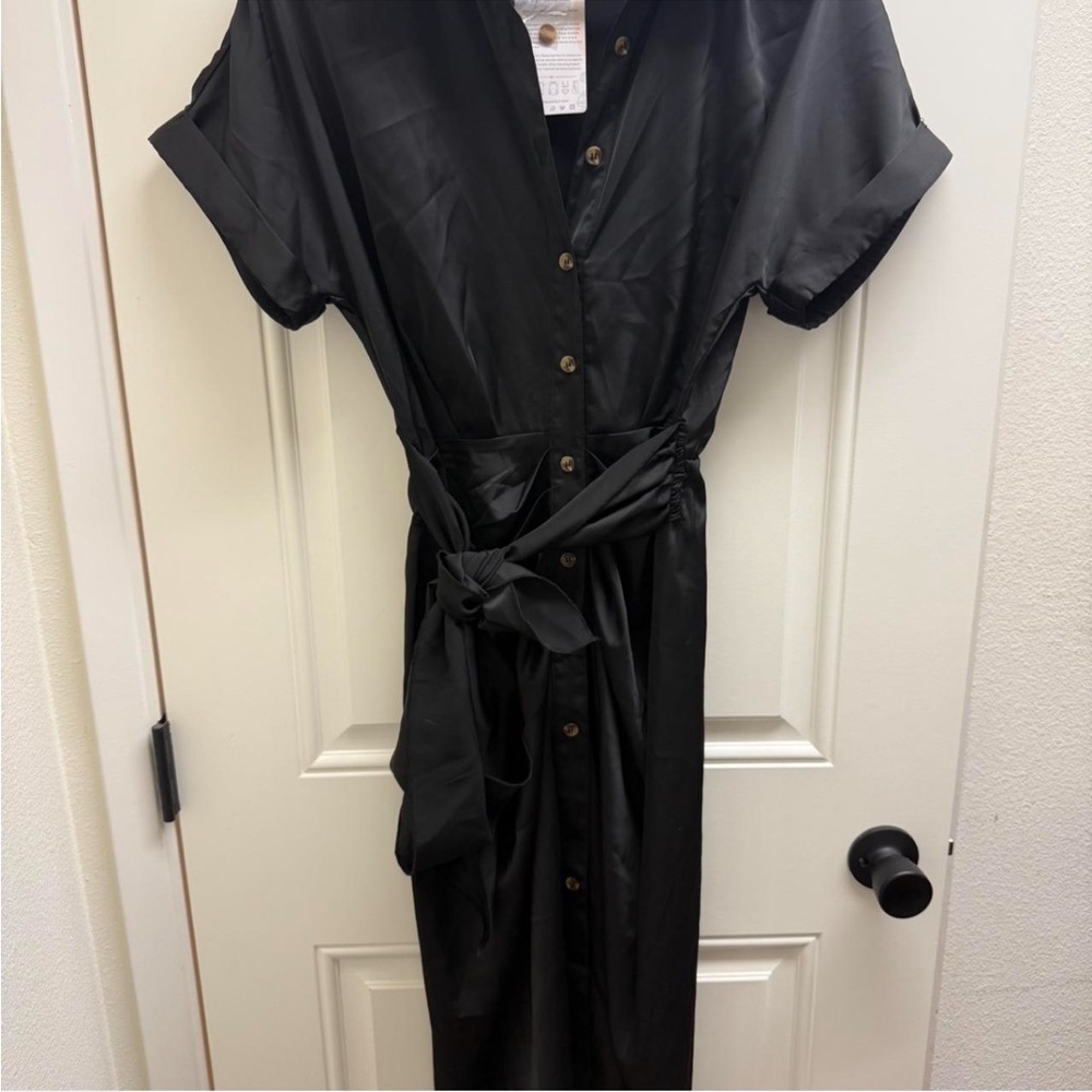 Elegant Black Button-Down Dress